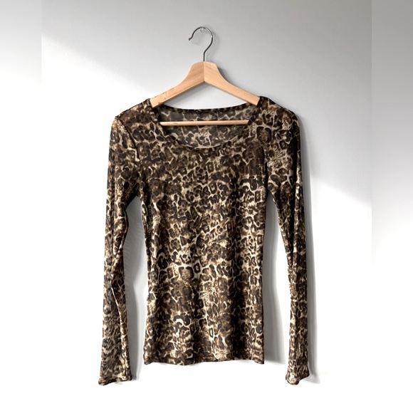 Sheer Leopard Print Longsleeve Top (size medium) - Picture 7 of 8